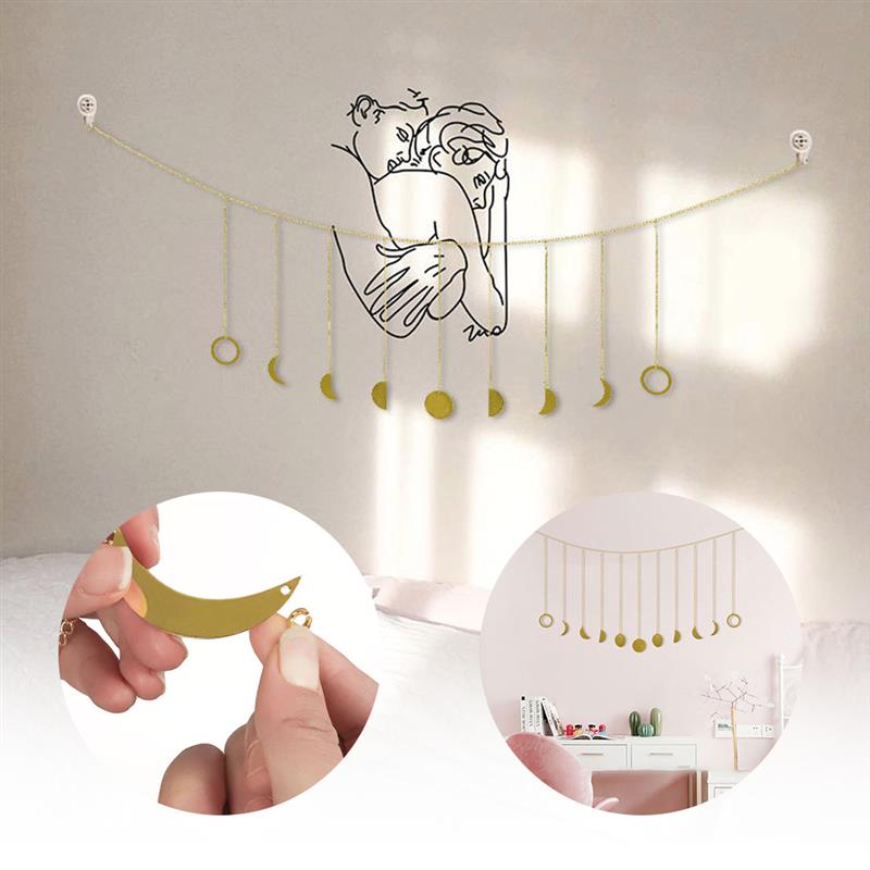 Métal rond pièce soleil lune étoile forme suspendus décoration Photo Blackgroud mur décor à la maison planète décoration
