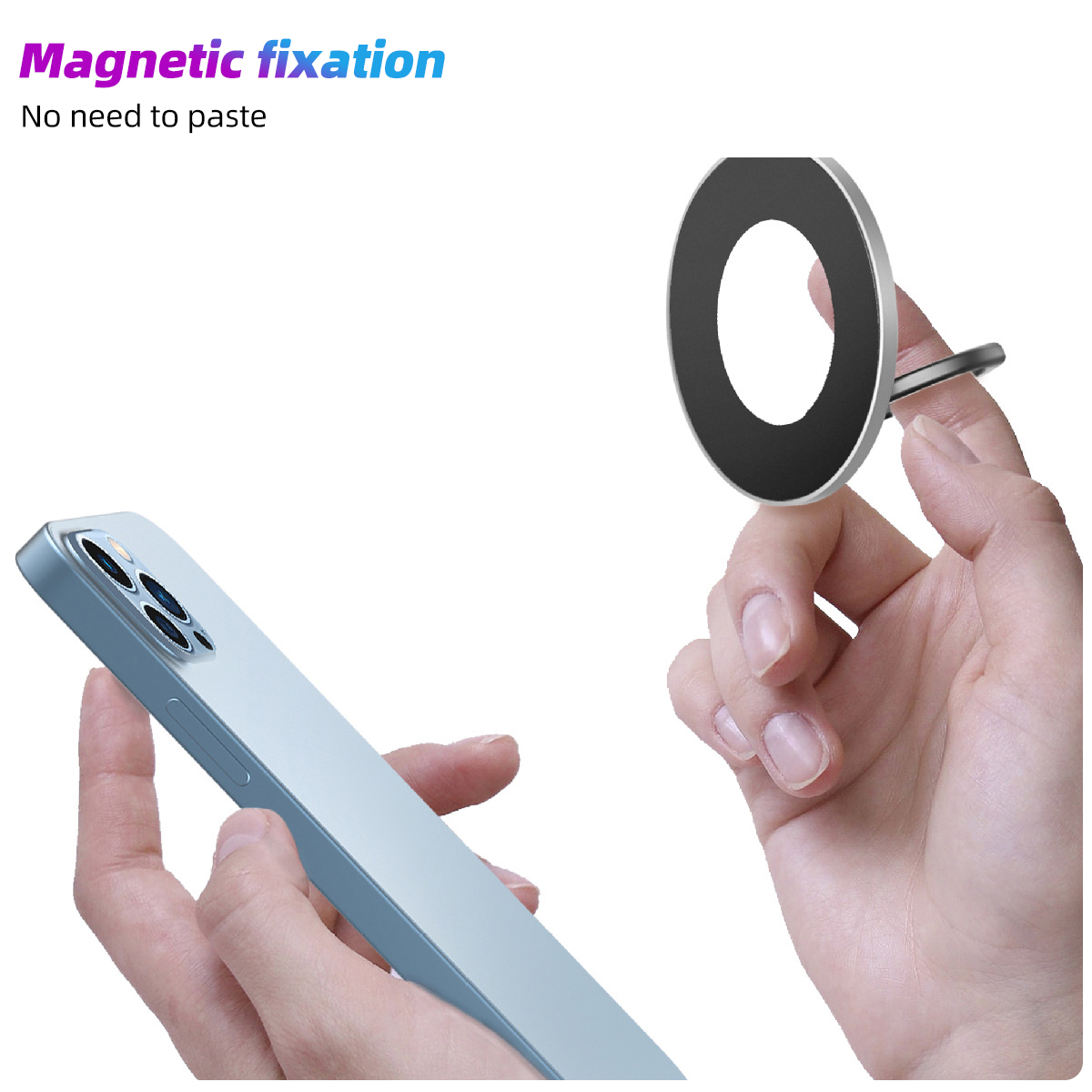 Magnetyczny uchwyt pierścieniowy na telefon komórkowy do iPhone'a 11 12 Pro Uniwersalny, obrotowy o 360 stopni metalowy uchwyt na telefon z klamrą magnetyczną