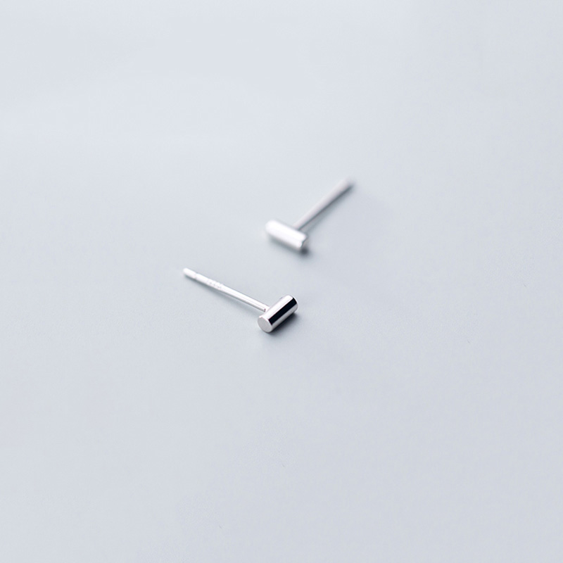 WTLTC 925 Sterling Sliver Small Bar Stud Earrings For Women Minimal Tiny Post Earrings Mini Rod Line Studs Earrings Minimalist