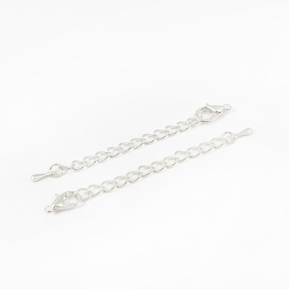 10 sztuk/partii 5.5cm metalowe żelazo rozszerzenie ogon łańcuch kropla wody karabińczyk dla DIY bransoletka naszyjnik akcesoria do wyrobu biżuterii: Silver