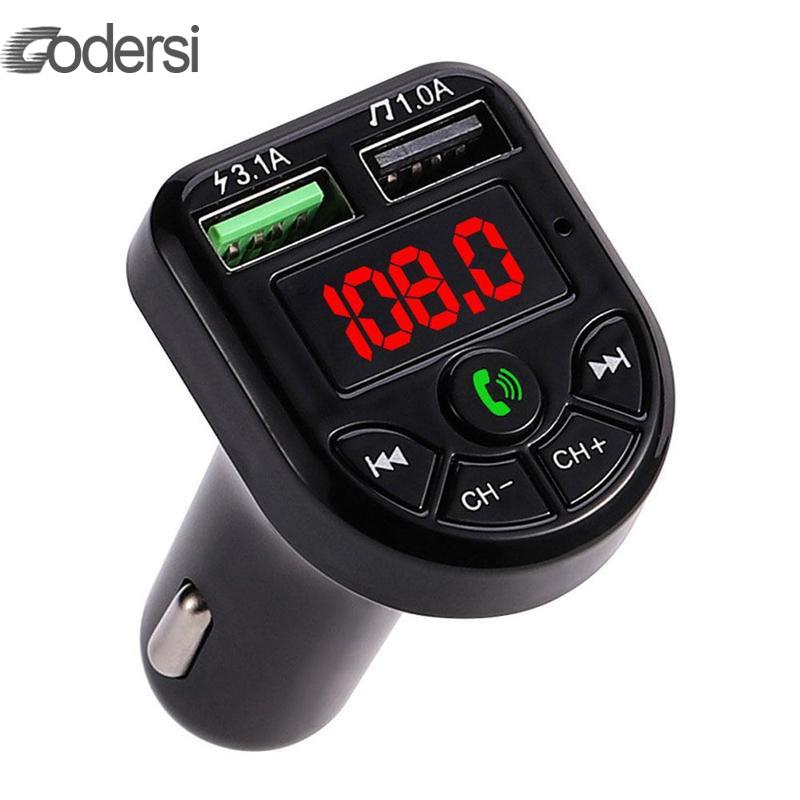 FM Transmitter Bluetooth Car MP3 Player Handsfree Car Gadgets Dual Charger Player Kit Music USB Car Accessories TF Disk U V7E1