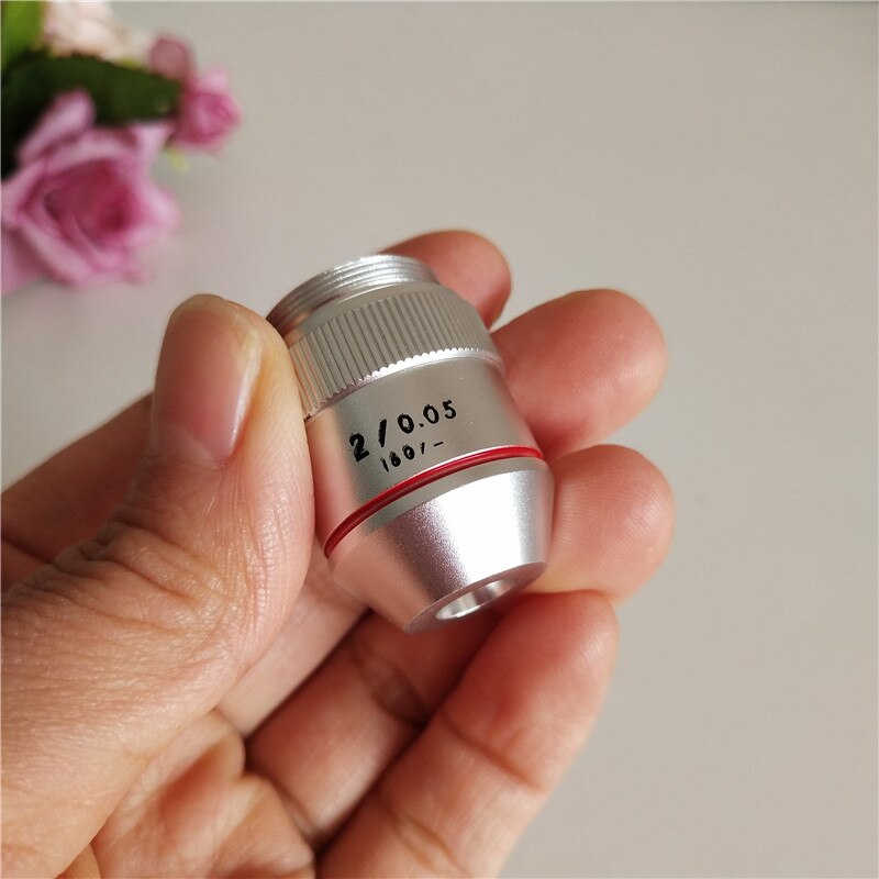 2X 195 Lab Educational Biological Microscope Achromatic Objective Lens 2 Times Optical Lens with Standard RMS Thread 20.2mm