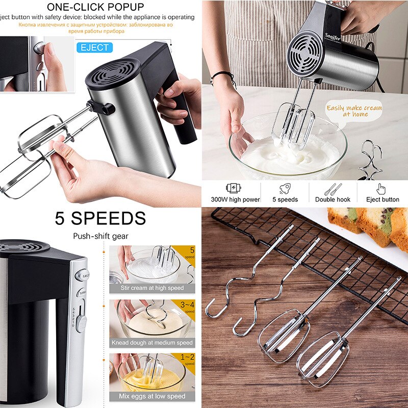 5 prędkości elektryczne miksery żywności ze stali nierdzewnej mikser ciasta trzepaczka robić jajek spirala ubijaczka, rózga robić kuchni gotowanie narzędzie ZH710