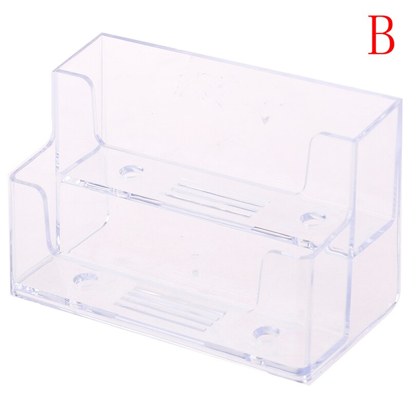 Desktop Office Business Card Holder Stand Clear Transparent Acrylic Counter Top Display Stand Desk Accessories: B
