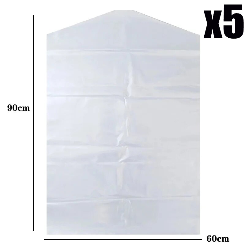 5Pcs Stofdicht Bescherm Cover Kleding Tassen Opslag Transparante Opslag Voor Kledingstuk Pak Jurk Stofdicht Stofkap 50X75cm: Default Title