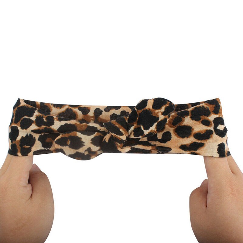 Focusnorm Neugeborenen freundlicher Mädchen Leopard Stirnband Baby Kleinkind Turban Bogen Verknotet Haarband Headwear Nette Reizende