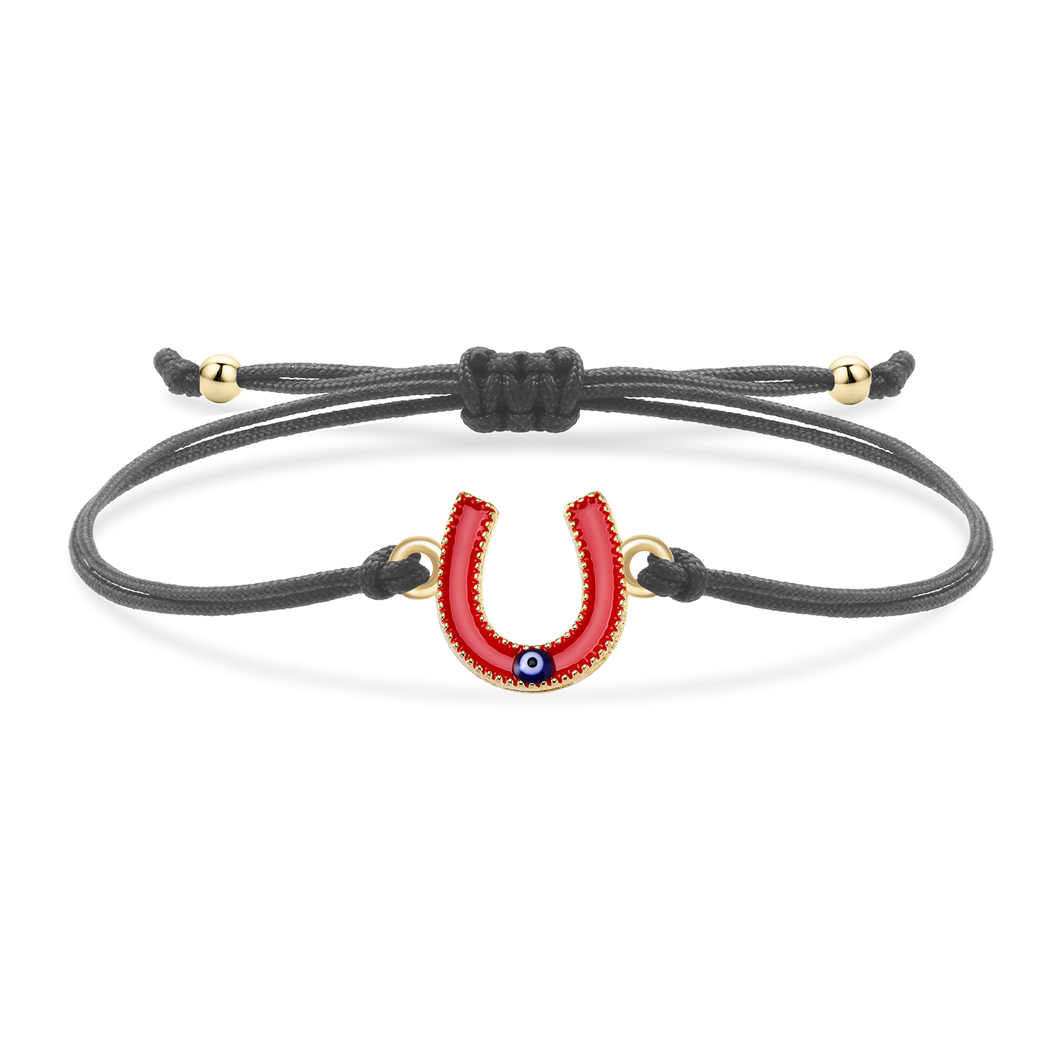 Zinklegering Emaille Hoefijzer Geluksbrenger Armband Vrouwen Meisje Kleurrijk Zwart Wit Rood Blauw Paars String Handgemaakte Sieraden Aanwezig: Rhodium Plated