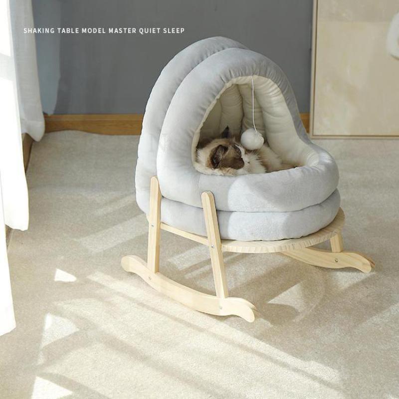 Nido de red para gatos rojo, casa para perros semicerrada cálida yurta para invierno, cuna para gato, coctelera para mascotas, suministros para pase de cuatro estaciones