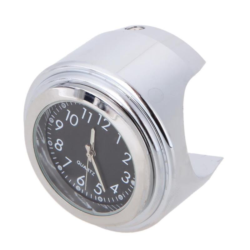 7/8 Universele Chrome Motorcycle Waterdichte Stuurhouder Klok zwart
