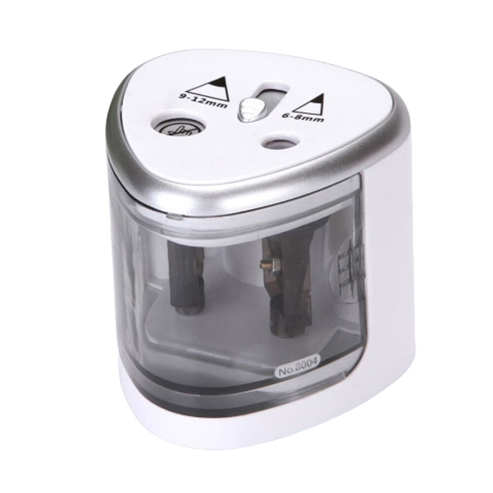 Electric Pencil Sharpener Innovative Automatic Smart Double Hole School Office Stationery Stationery Student: Silver