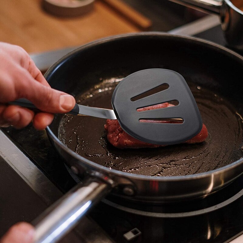 2 Pieces Silicone Turners,Flexible Pancake Turner,Wide Round Kitchen Flipper Spatula,for Eggs Pancakes Burgers Steaks