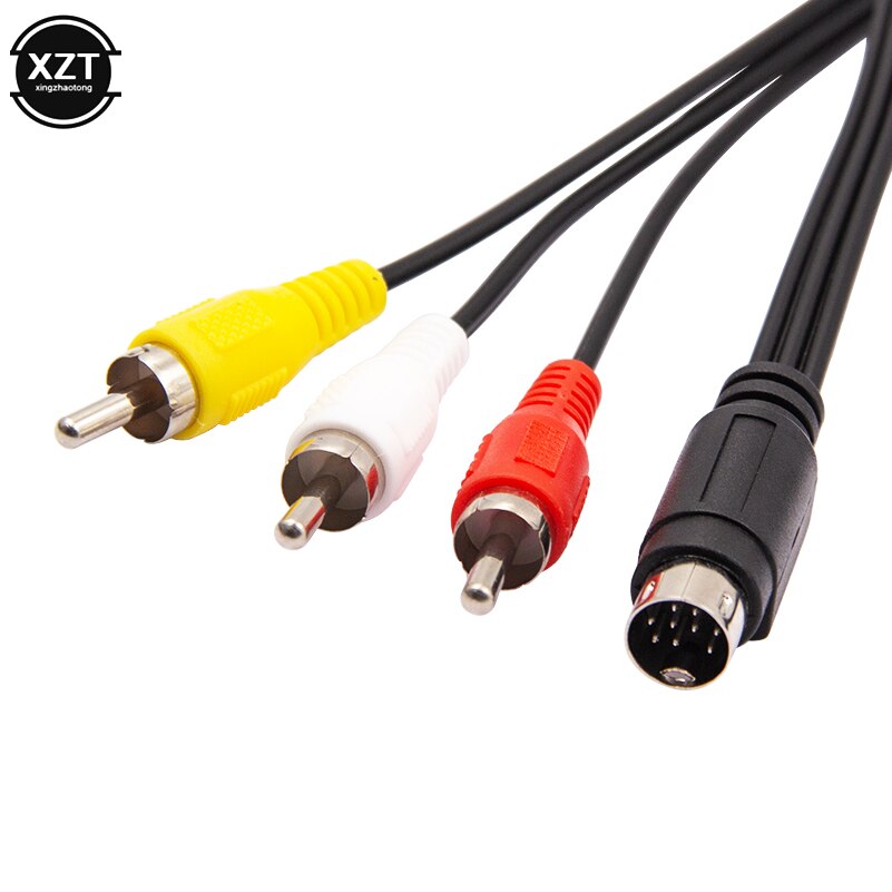 1.8M Retro-Bit Av Rca Audio Video Kabel Voor Sega Genesis 2 3 Ii Iii Aansluiting Cord 3RCA om 9 Pin Vernikkeld Plug Game Kabel