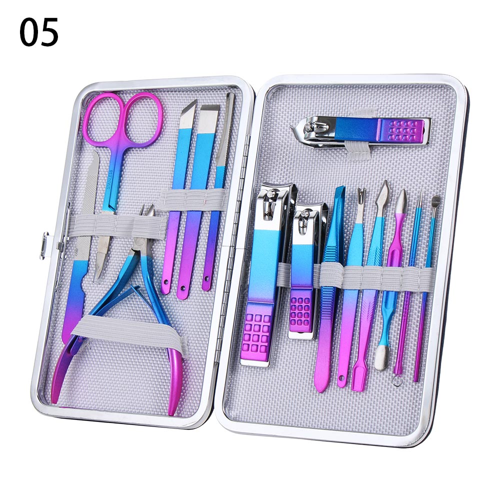 4/7/10/12/15 Pcs Manicure Set Roestvrij Staal Nagelknipper Set Schoonheid Pedicure Mes Professionele manicure Tool Nail Kit: 15PCS