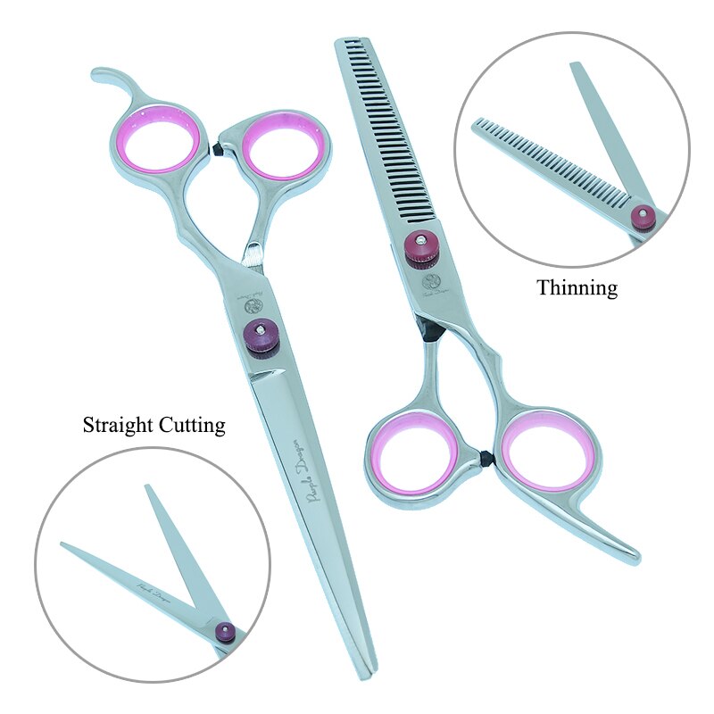 Purple Dragon 7.0" Dogs Grooming Scissors Steel 440C Pets Cutting Scissor&Curved Shears&Thinning Tijeras Animals Tesouras B0007B