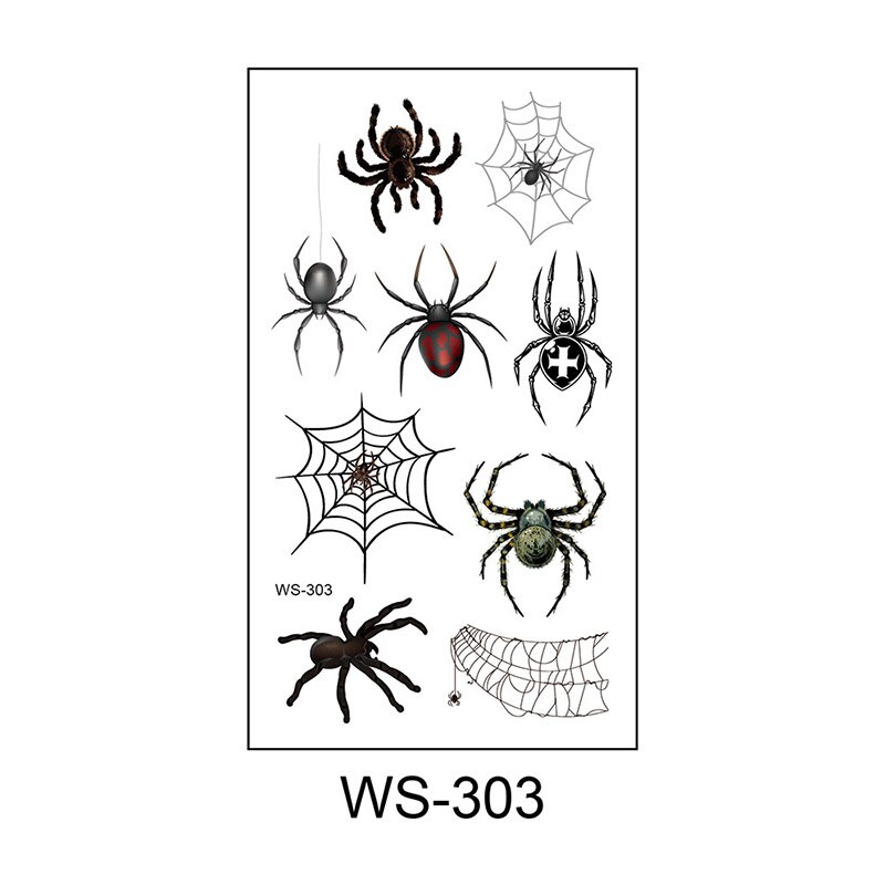 3D araignées autocollants de tatouage imperméables Halloween horreur toile d'araignée faux tatouage transfert d'eau tatouages temporaires bras outil d'art corporel
