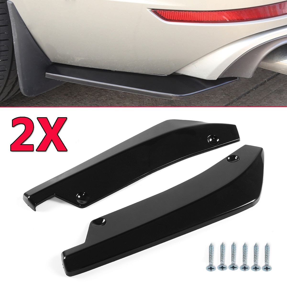 A Pair Universal Car Rear Bumper Lip Diffuser Splitter Canard Angle Side Skirt Extension Bumper Spoiler Decorative Protection