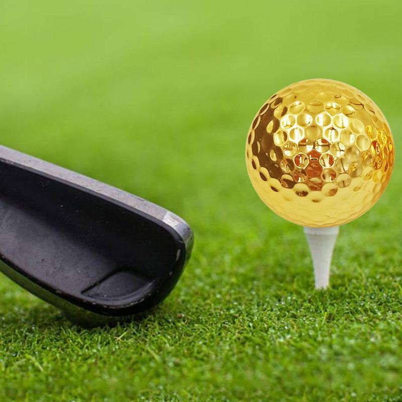 1Pcs Gold Golf Balls For Golfer Indoor Outdoor Swing Practice Training Friend For Father Balls Christmas Putter E6T6