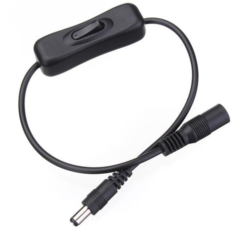 1Pcs 5.5*2.1Mm Dc Power Plug Connector Switch On/Off Zwart Led Strip Draad Schakelaar Kabel voor Smd 5050 3528 Enkele Kleur Strip