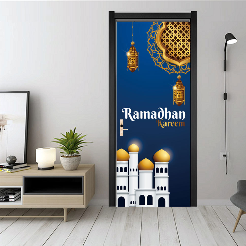 3D Self-adhesive Muslim Door Sticker Ramadan Decoration EID Living Room Bedroom Glass Door Mural Wallpaper: MMT009