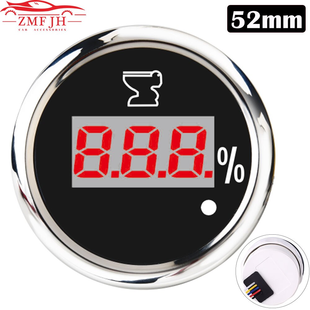 52mm Marine Boat Sewage Level Gauge Waterproof Holding Tank Level Gauge Fit Water Sender Unit Water Level Sewage Sensor 12V/24V