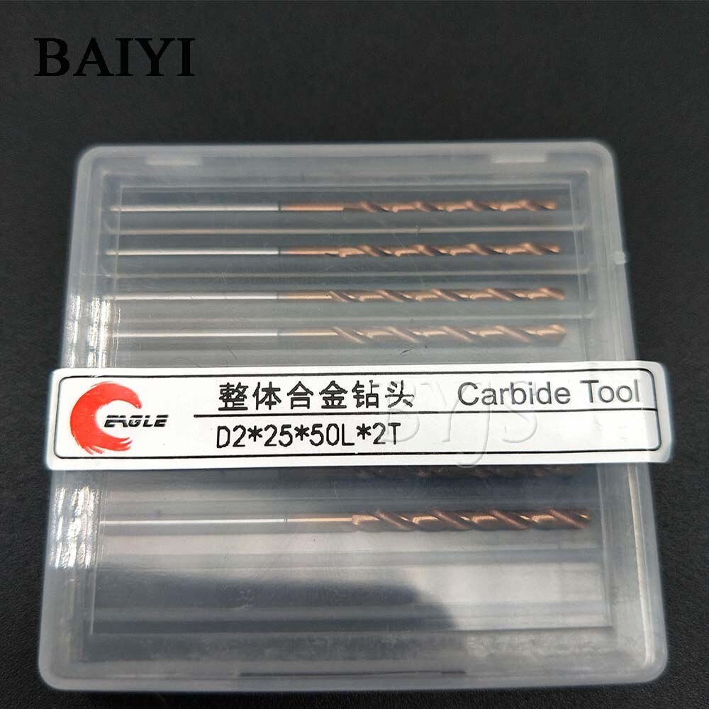 10pcs Carbide Alloy Drill Twist Coated Drill Bits 2mm Super Hard Stainless Twist Bit Straight Handle Solid Monolithic Drill