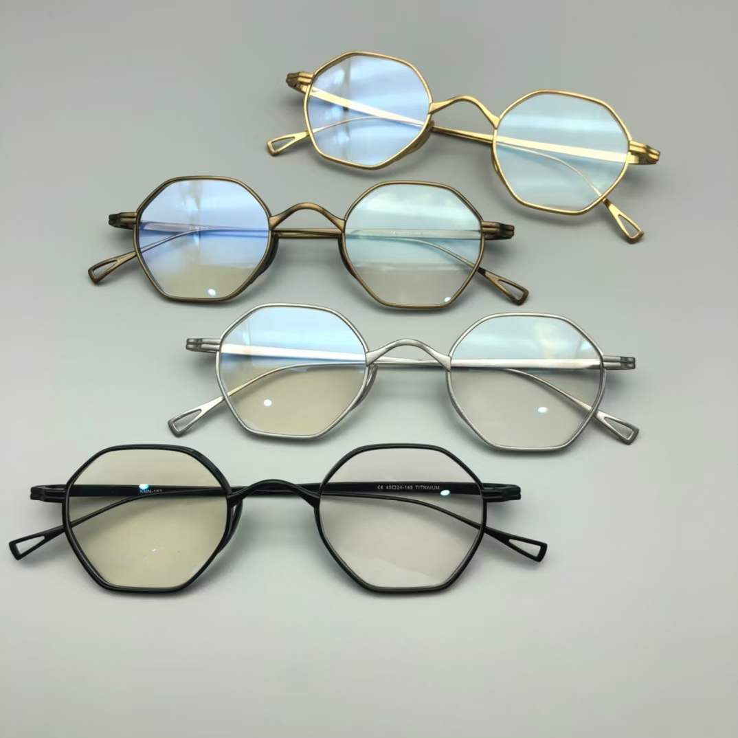 John Lennon-Gafas De lectura japonesas para hombres, anteojos pequeños hexagonales De titanio, montura Retro, para miopía, hechos a mano