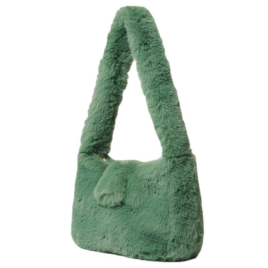 Sac à bandoulière de luxe en fausse fourrure pour femmes, fourre-tout de styliste à la , tissé de personnalité, sacs à main en laine pour dames, automne hiver