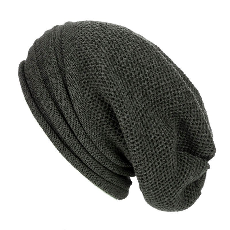 Bonnet ample en laine tricoté pour homme et femme, bonnet , Baggy, H7JP, hiver: dark gray