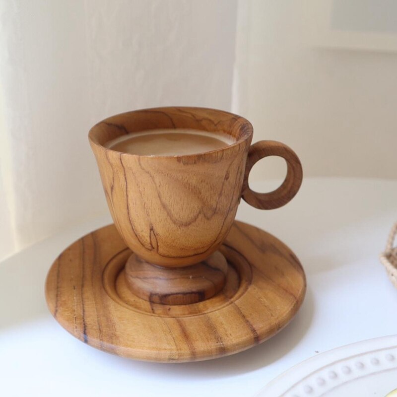 2 Tasses En Bois Avec Poignée - 13,5 Oz (400 Ml) - Pour Bière, Café, Camping - Naturel & Robuste - 2