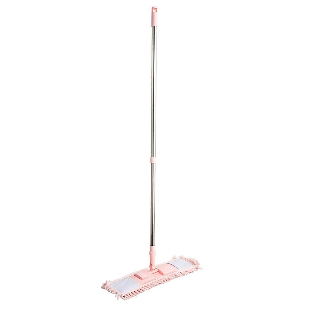 Stainless Steel Handle Chenille Flat Mop Household Rotating Wiper Duster Cleaning Cloth Lazy Mops Floor Sweeper Cleaning Tools: PINK mop