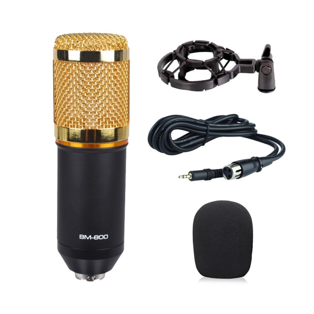 BM800 Condenser Microphone kit Studio Broadcasting Singing Microphone Podcast Recording Mic Karaoke Microphone for Computer: black