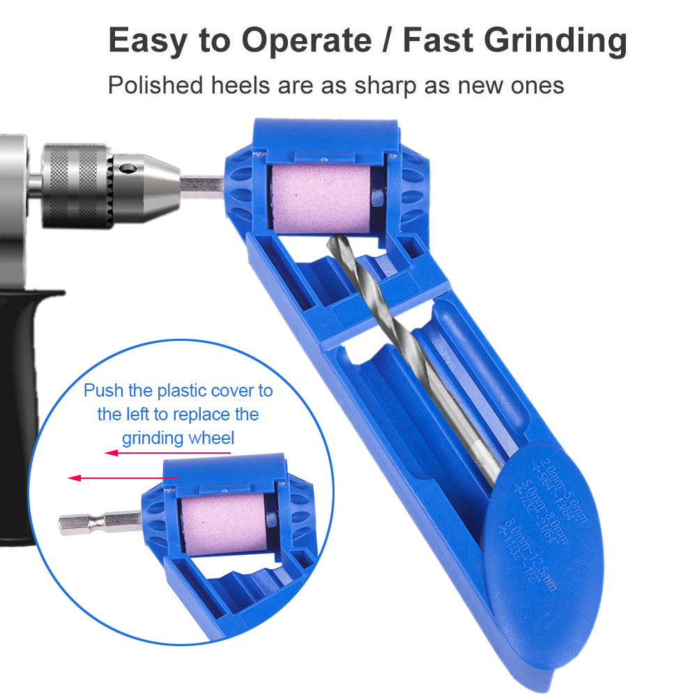2.0-12.5mm/Set Drill Bit Sharpener Portable Corundum Grinding Grinder Quick Install Tools Hand Drill Modification