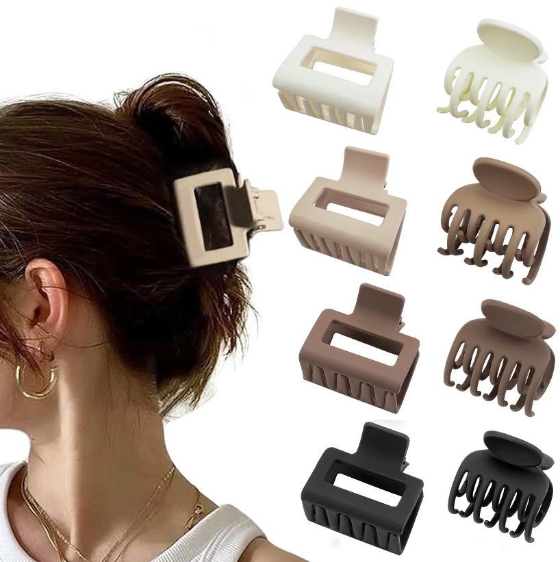 2/8 Uds. Pinzas pequeñas para el pelo para mujer, Mini horquillas de cangrejo, dientes cuadrados mate de doble fila, pinzas medianas para el cabello, accesorios para el cabello: Lavanda