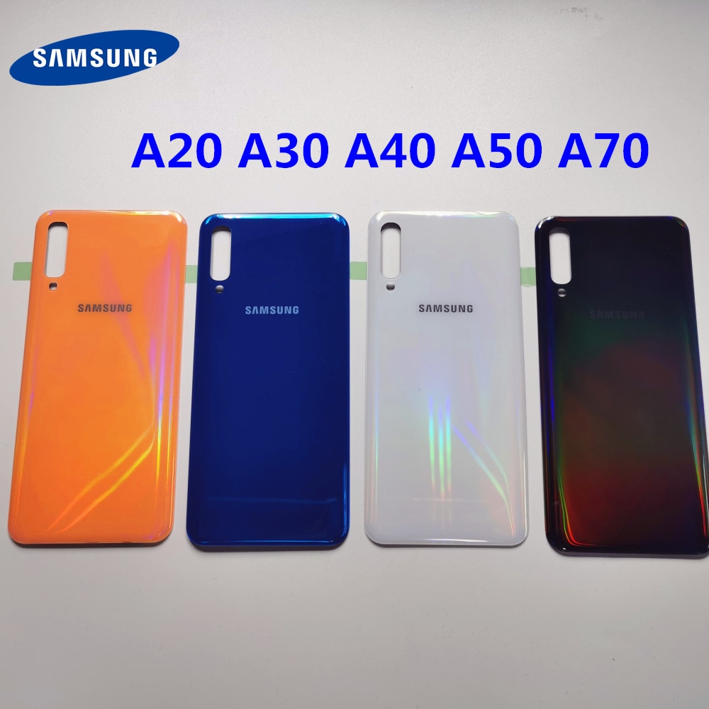 SAMSUNG Galaxy A10 A20 A30 A40 A50 A60 A70 2019 oryginalna tylna pokrywa baterii tylne drzwi obudowa Panel szklany wymiana część