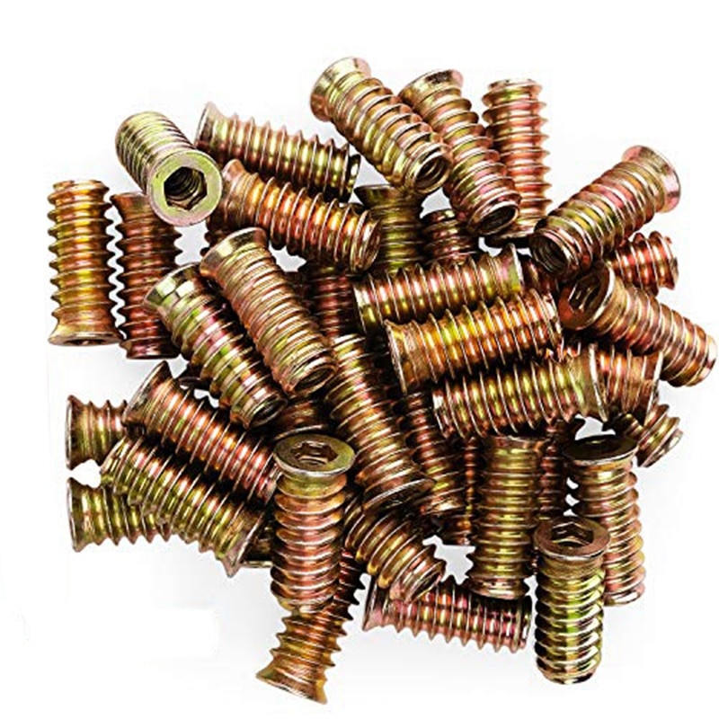 100 kpl 1/4 tuumaa -20 x 15mm huonekaluruuvia mutterikierteiset puiset sisäosat pultin kiinnittimen liitin kuusiokolo