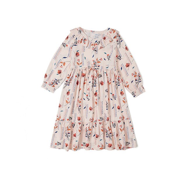 kids girls floral print spring summer chiffon flare midi dress 6 to 16 years kids teen girl v-neck ruffle dresses: 12