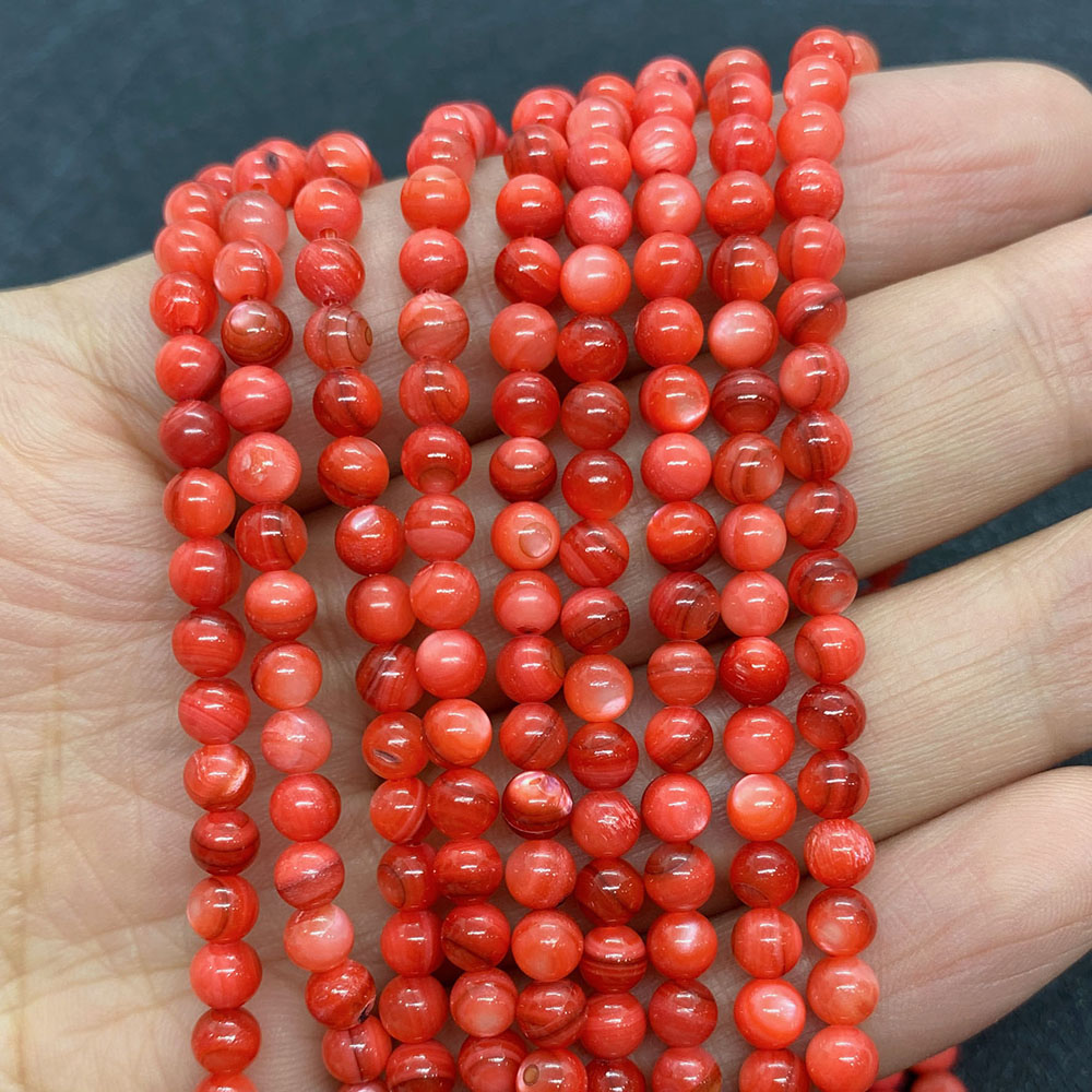 4mm gekleurde schelp kralen ronde losse kralen natuurlijke parelmoer schelp gespreide kralen sieraden maken DIY armband accessoires: Beige