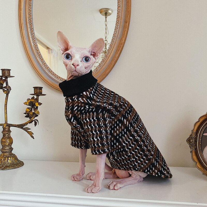 Mpk butik nackvärmande hårlös katttröja sphynx cat vinterkläder turtleneck-tröja