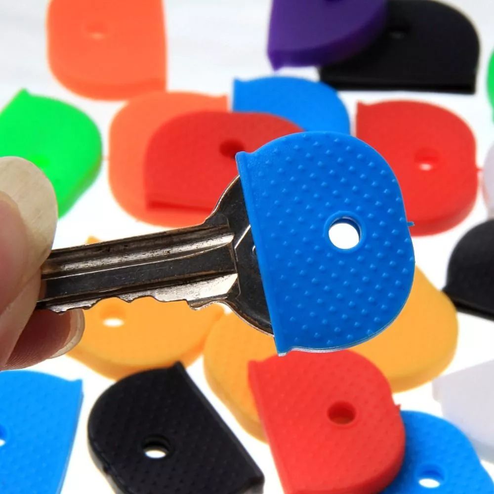 12 Uds. Accesorios para llaves, cerraduras suaves de goma Multicolor huecas, tapas para llaves, cubiertas de silicona, adornos para llaves, cubierta para llavero, Protector para llaves
