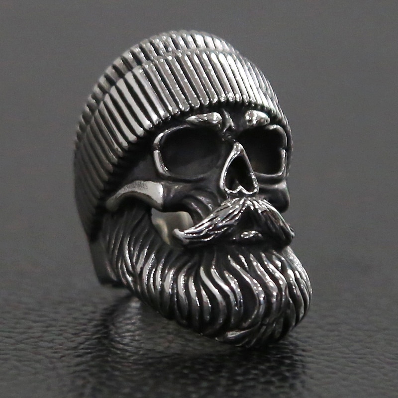 Punk Grote Baard Dragen Hoed Schedel Ring Mannen Jongens Roestvrij Staal Oude Man Skull Biker Ringen Cool Hip Hop Sieraden creativiteit