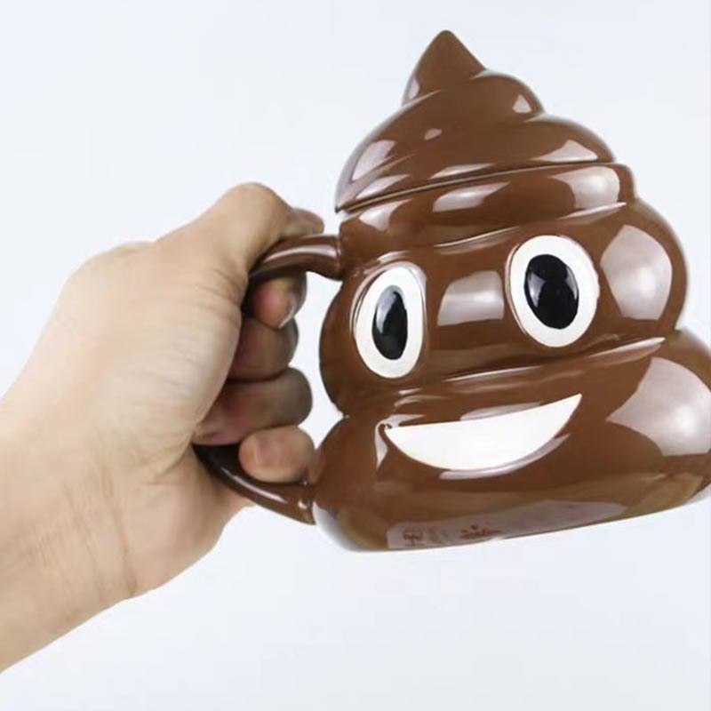 Cute Poop Mug Funny Ceramic Poop Water Cup with Lid Spoof Poop Coffee Cups Personality Wonderful Poop Cup Birthday