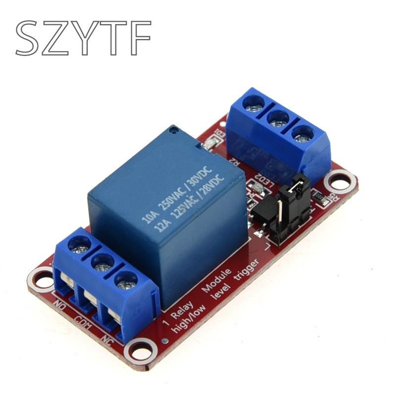 Módulo de relé de 1 canal 5V/12V, Escudo de placa con soporte de optoacoplador, disparador de nivel alto y bajo para Arduino