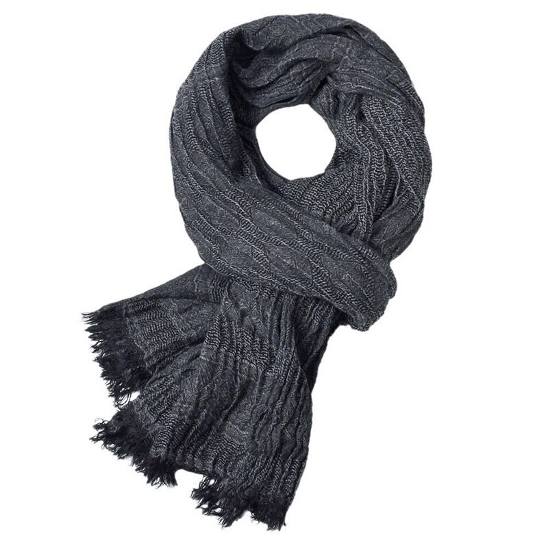 Herfst winter heren sjaal gestreept geruit casual katoenen kwast luxe sjaals britse stijl kasjmier sjaal bandana: Donkergrijs
