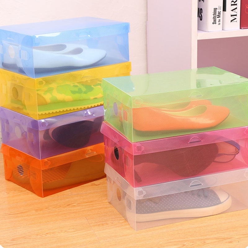 1 Uds caja de zapatos de plástico transparente cajas de almacenamiento plegables estuche protector para zapatos cajas organizadoras