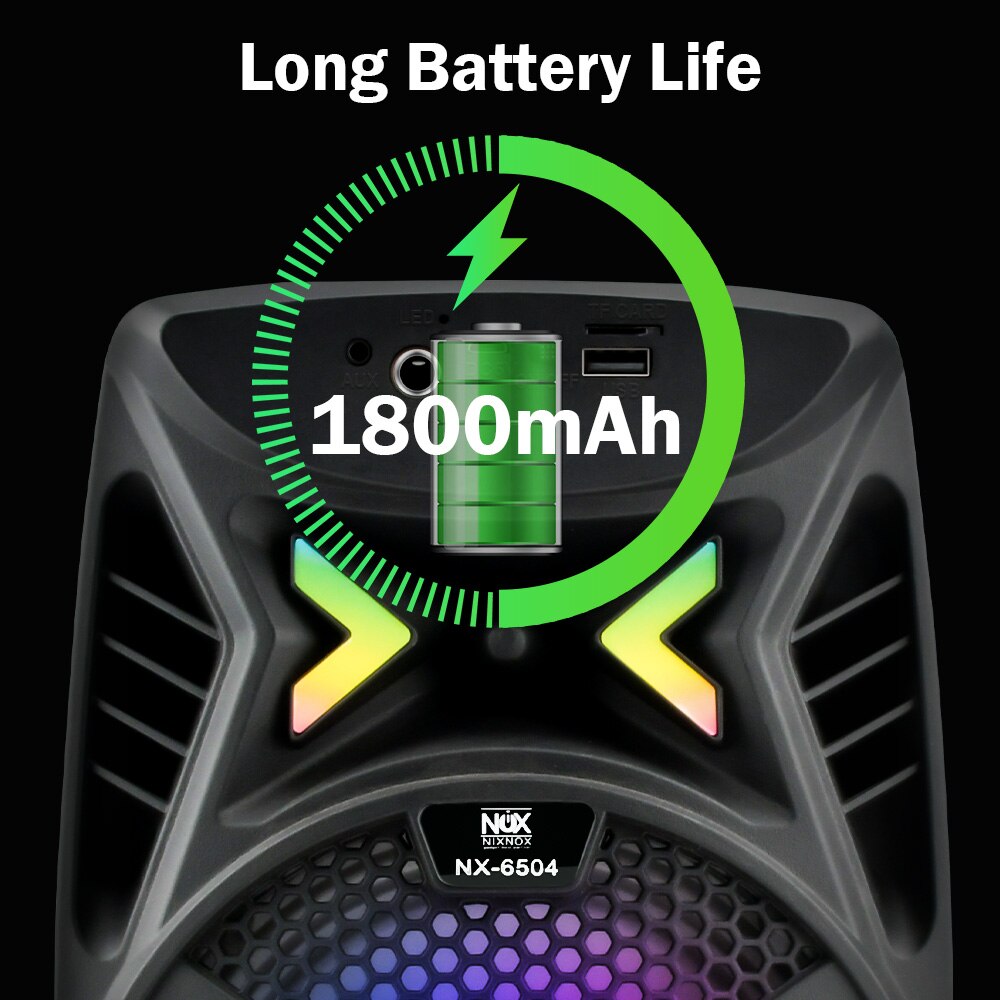 Portable Outdoor Bluetooth Speaker Wireless Stereo Bass Speakers FM Radio TF Card Music Player with Microphone LED Light