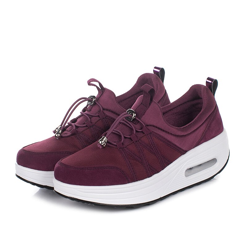 EOFK Neue Qood Frauen lässig Turnschuhe Schuhe Frau Wohnungen Plattform Elastische Schaukel Grau Schuhe: LILA / 9