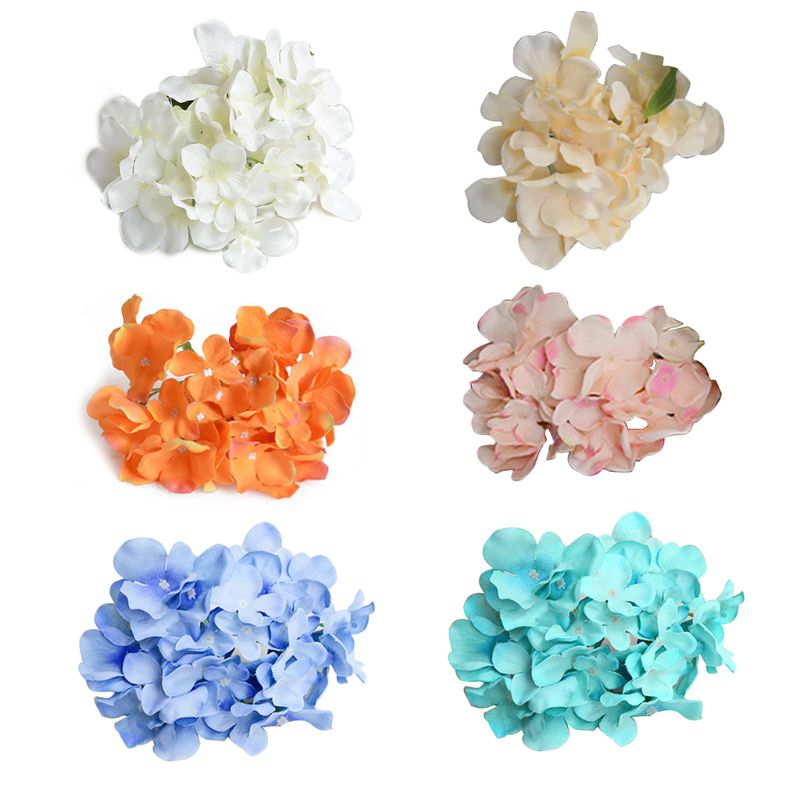 1pc 15cm- blomster hortensiahoveder og 12cm / 25cm / 33cm plaststængler til diy buket hjemmelavet bryllupsfest dekoration