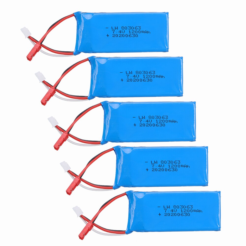 Lipo battery 7.4v 1200mAh 2s 30c JST plug for HC6 RC car V262 V333 V353 V666 V912 V913 rc helicopter 1PCS-5PCS: 5pcs