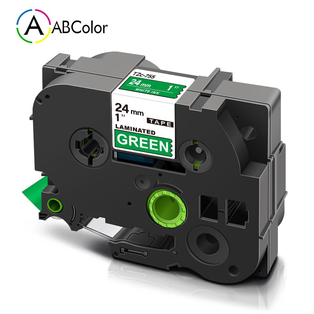 24mm TZe-755 Tape For Brother Laminated TZe Tape TZe 755 tze-755 Label White on Green For Brother PT-P700 PT-D600 Label Maker