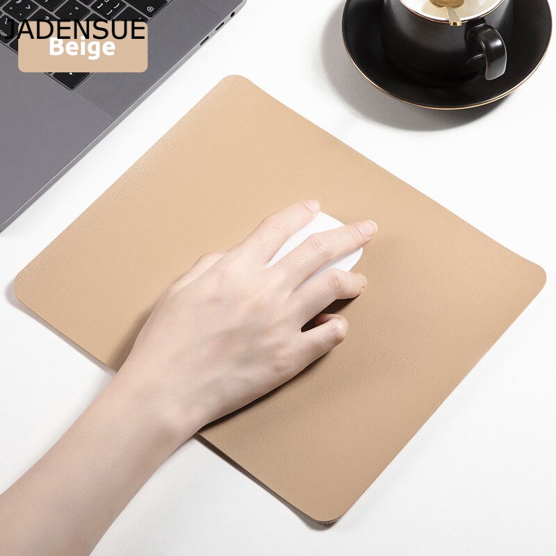 Lindo Mouse Pad de cuero de la PU de Color sólido Simple escritorio Mats impermeable de la Oficina alfombrilla de ratón para portátil Juegos de ordenador Deskpad: 25x21cm Beige